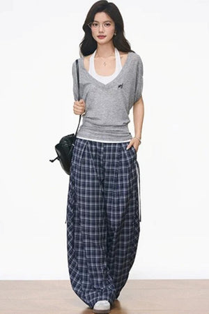 Gray Batwing Blouse Ensemble Set-Up