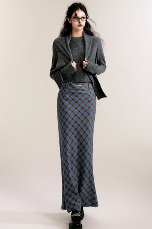 Gray Belt Scarf Round Neck Wool Sweater Top