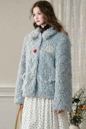 Gray Blue Furry Hug Coat
