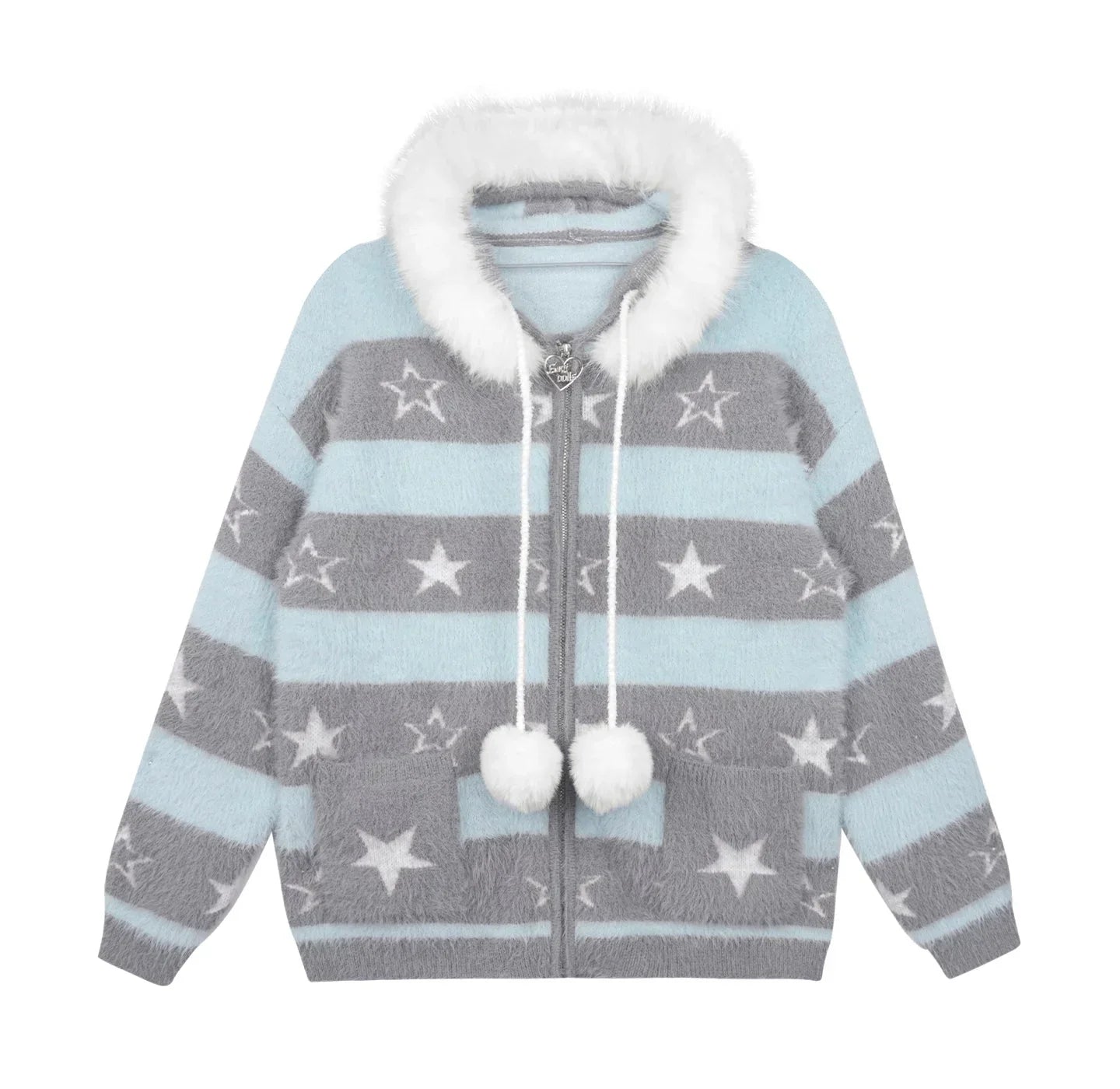 Gray-Blue Striped Star Sweater
