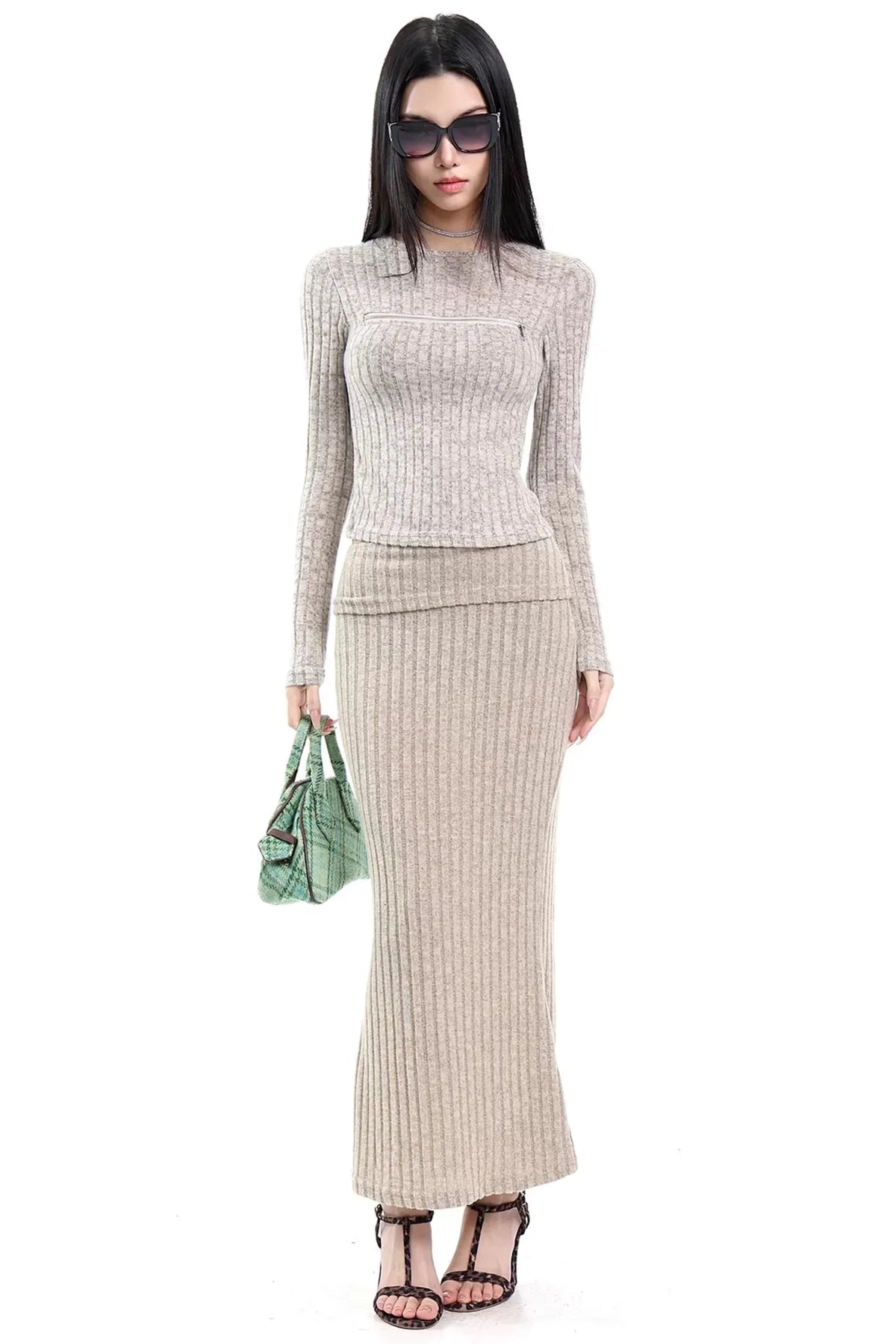 Gray Cut Out Knit Top