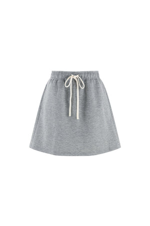 Gray Doll Collar Short-Sleeve Top and Skirt Set-Up