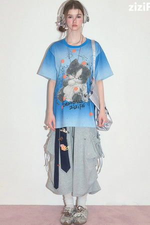 Gray Drawstring Pocket Wide Leg Sweatpants