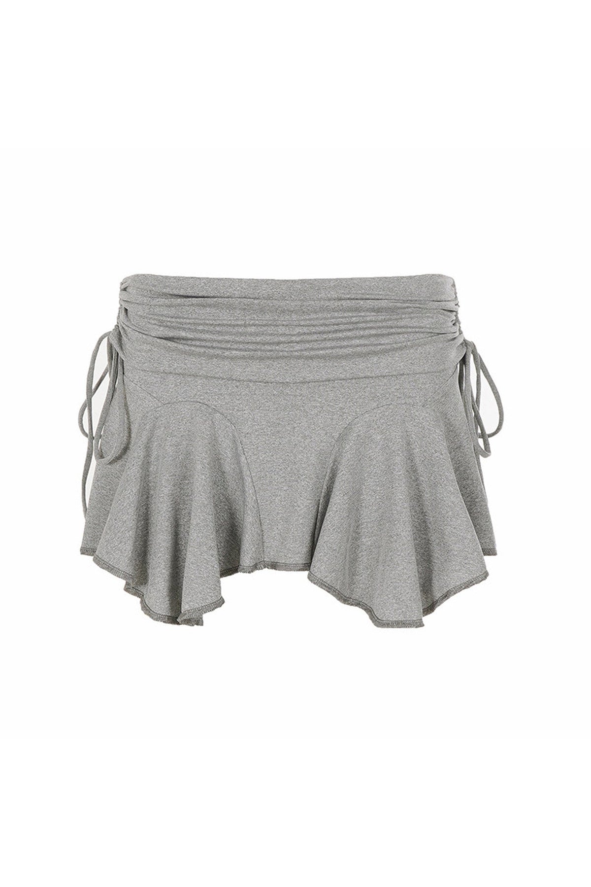 Gray Drawstring Ruffle Hem Skirt