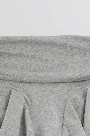 Gray Drawstring Ruffle Hem Skirt