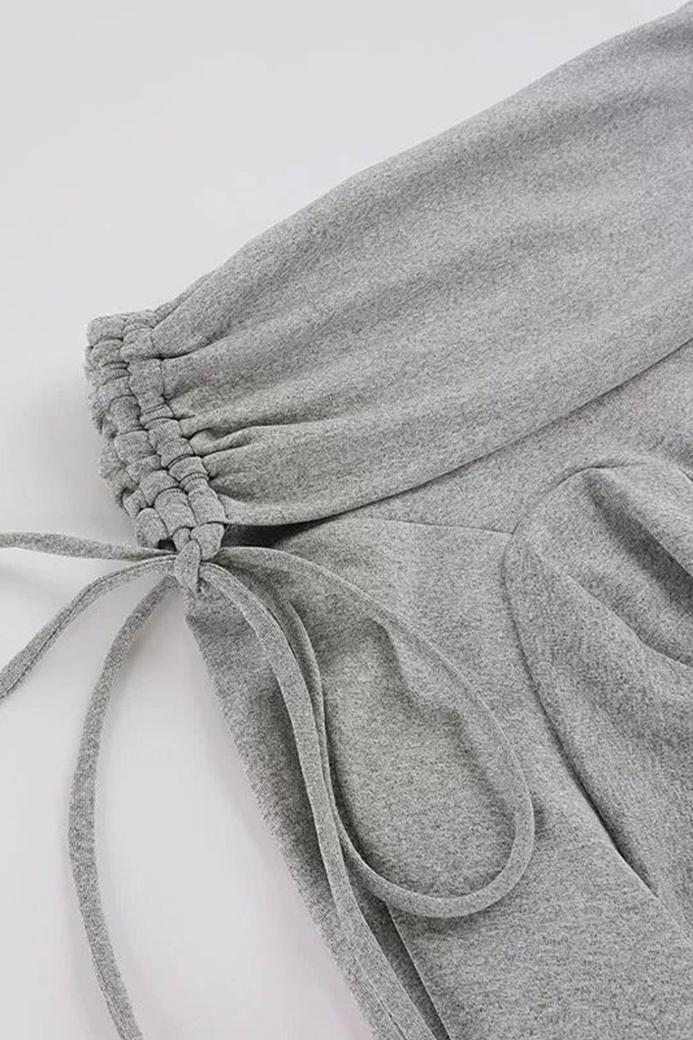 Gray Drawstring Ruffle Hem Skirt