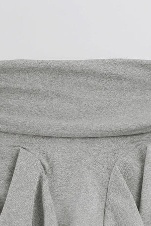Gray Drawstring Ruffle Hem Skirt