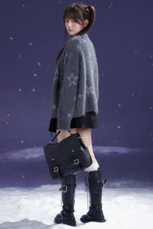 Gray Faux Mink Fur Jacket Vest Set-Up