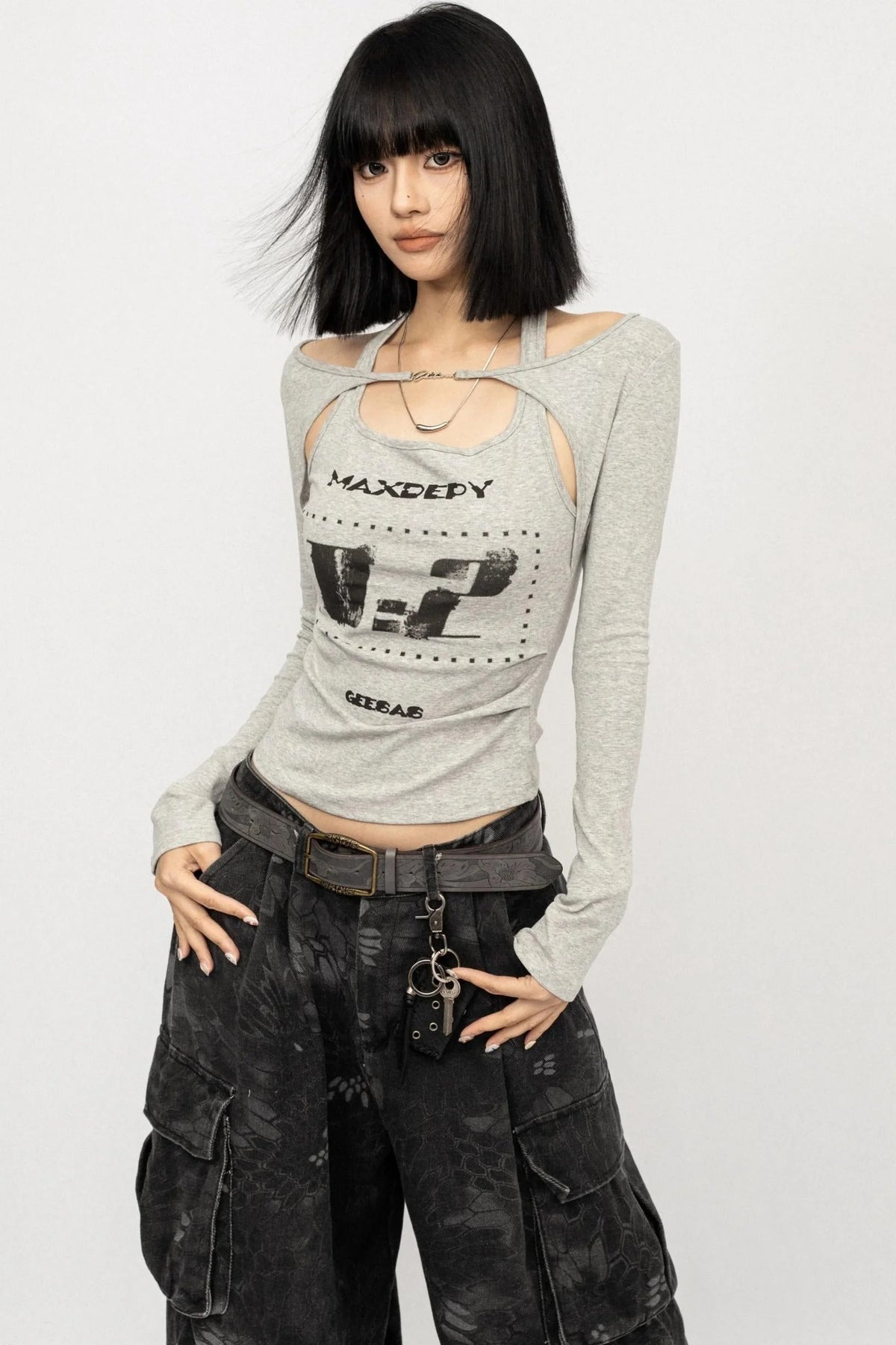 Gray Halterneck Top