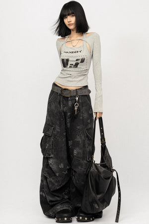 Gray Halterneck Top