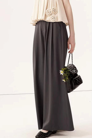 Gray High-Waisted Suit Pants