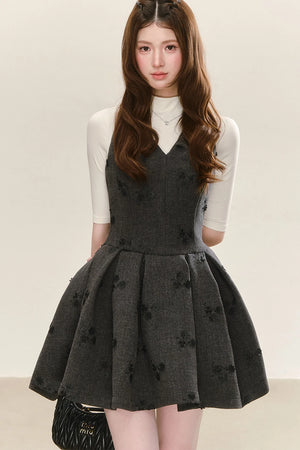 Gray Jacquard Sleeveless Dress