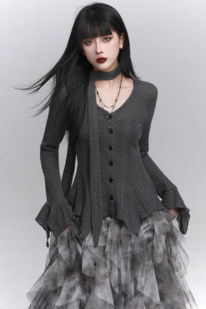 Gray Knitted Slim Top