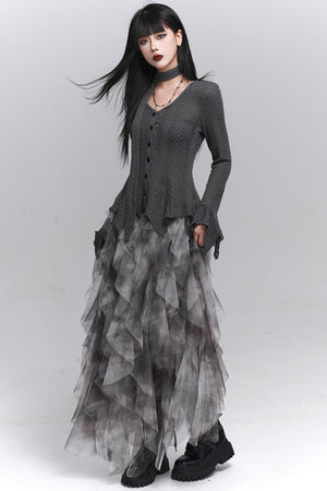Gray Knitted Slim Top