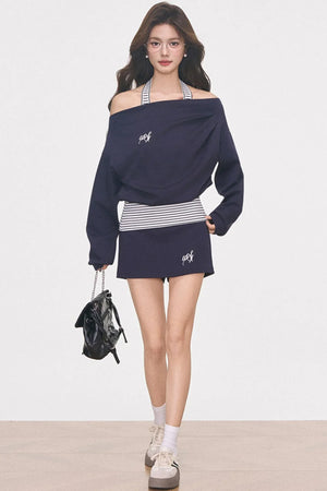 Gray Knitted Sporty Suit Set-Up
