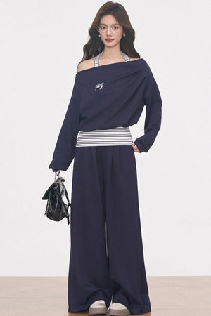 Gray Knitted Sporty Suit Set-Up