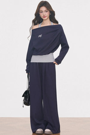 Gray Knitted Sporty Suit Set-Up