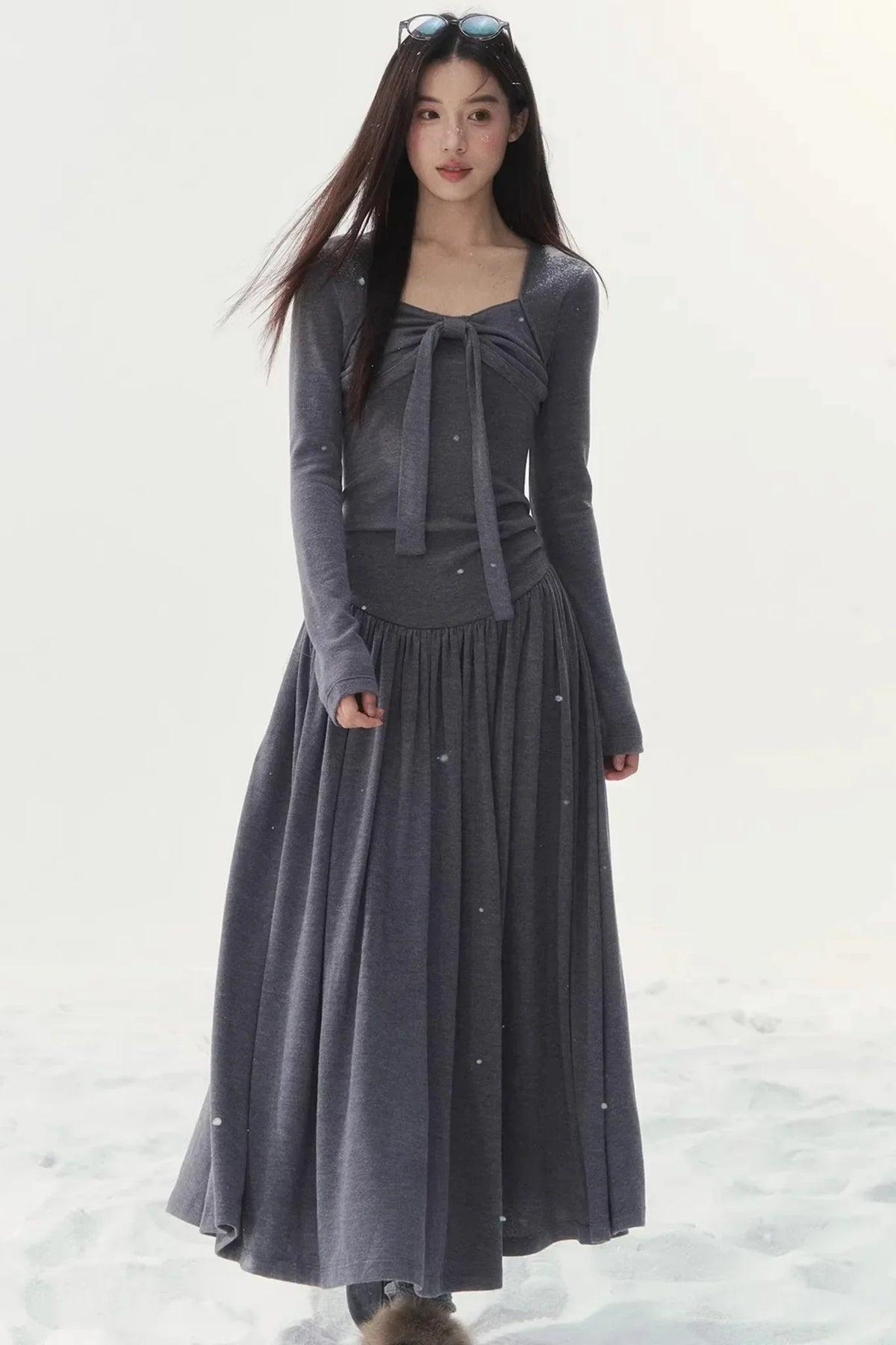 Gray Knitted Vintage Dress