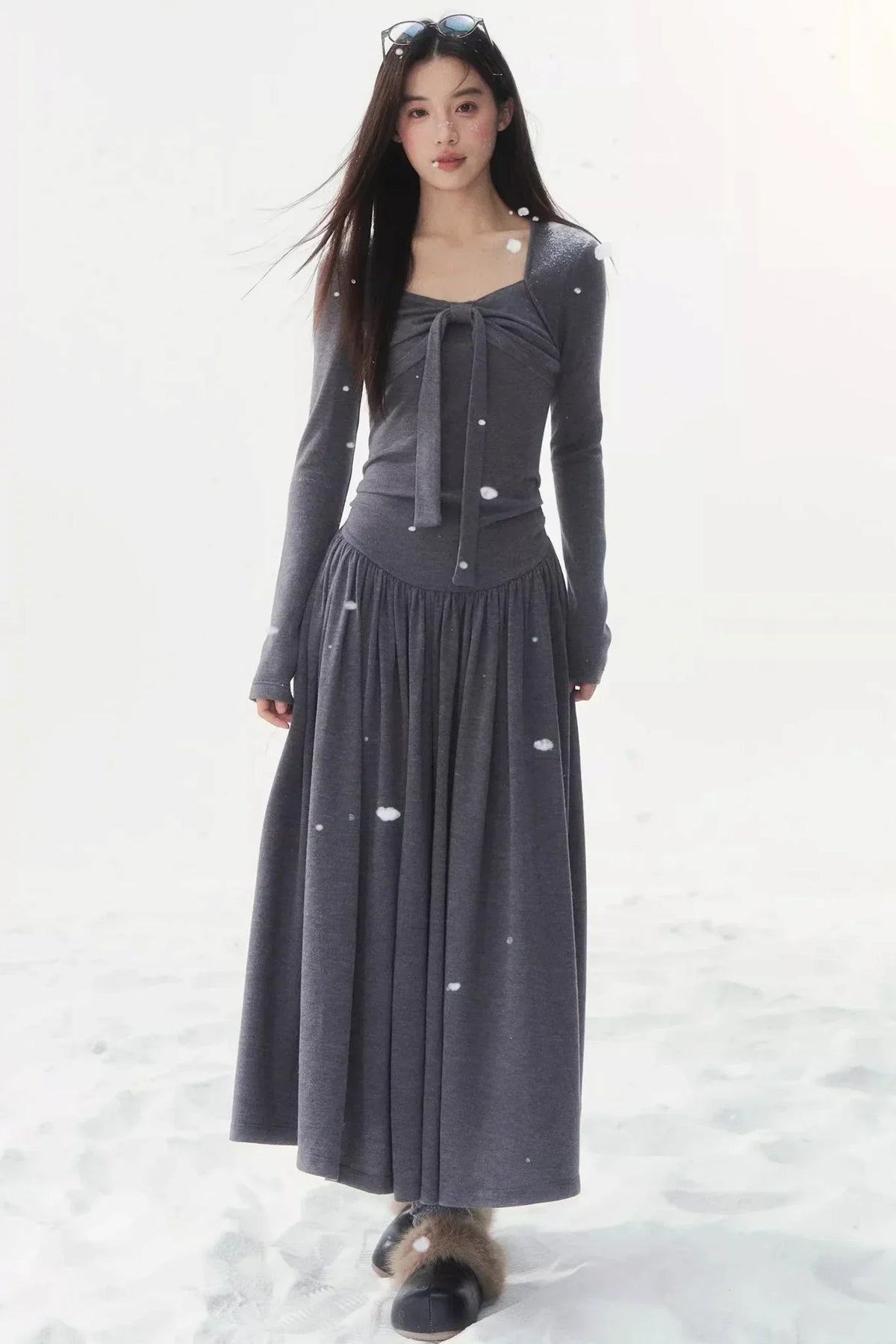 Gray Knitted Vintage Dress