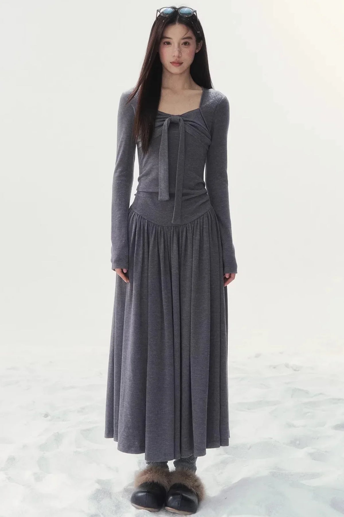 Gray Knitted Vintage Dress
