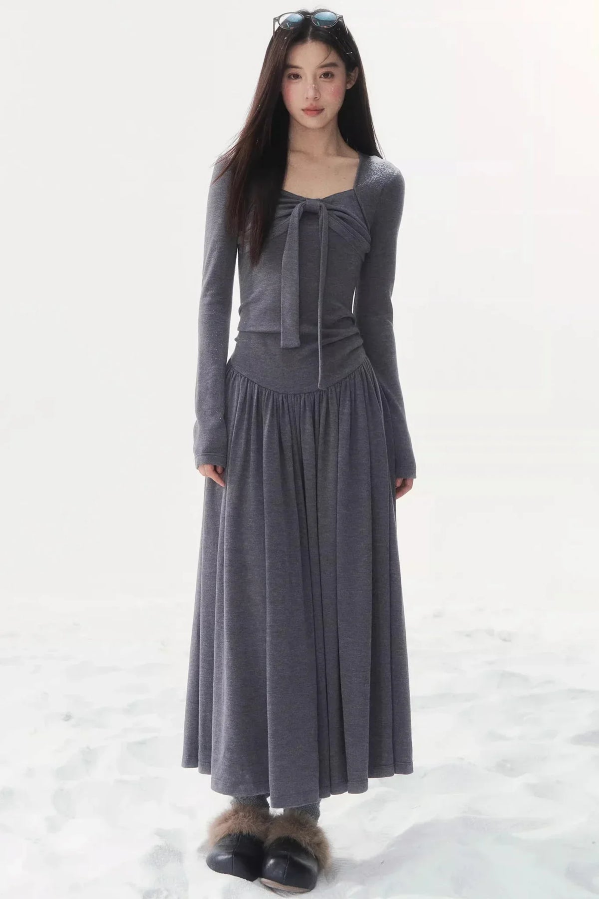 Gray Knitted Vintage Dress