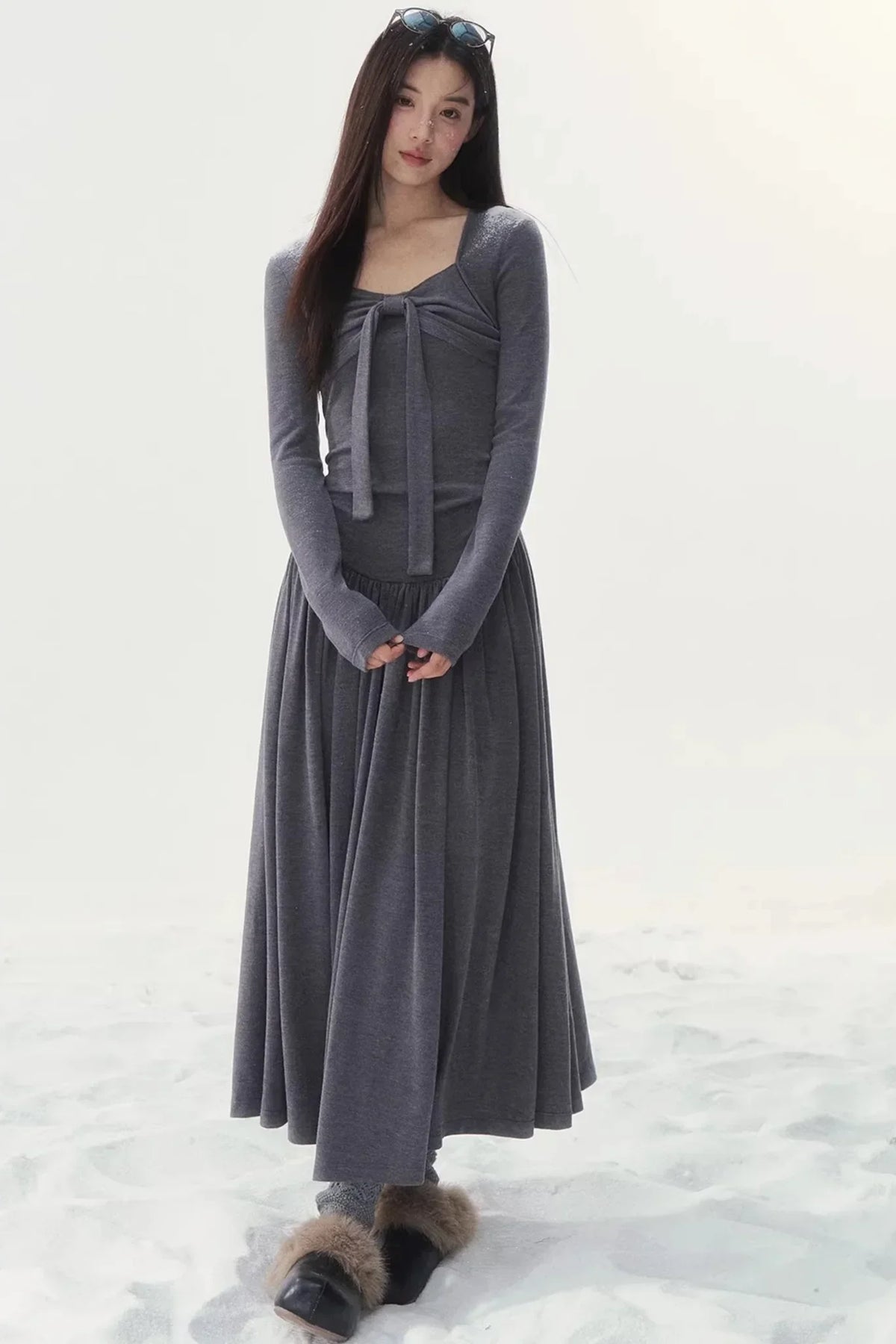 Gray Knitted Vintage Dress