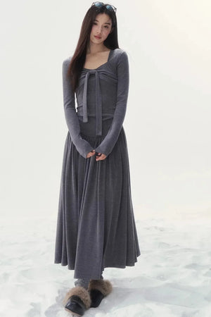 Gray Knitted Vintage Dress