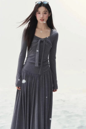 Gray Knitted Vintage Dress