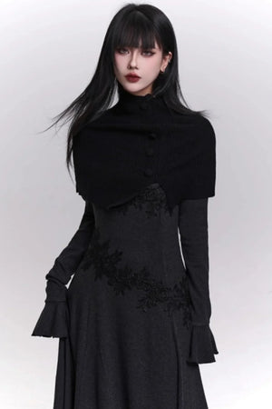 Gray Off-Shoulder Knitted Dress