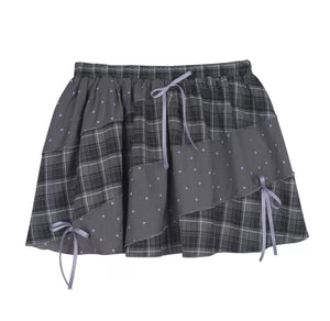 Gray Plaid Pumpkin Pants Skirt