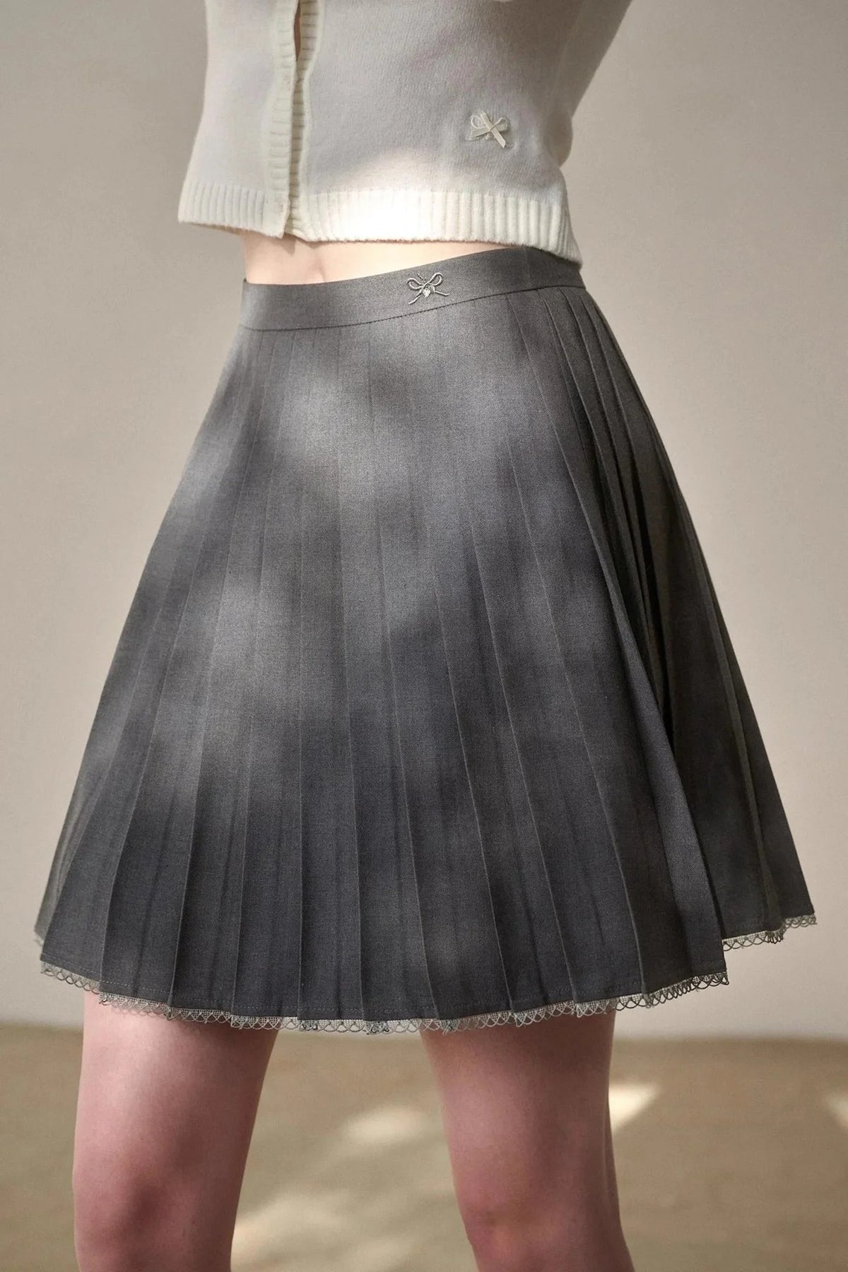 Gray Pleated Skirt