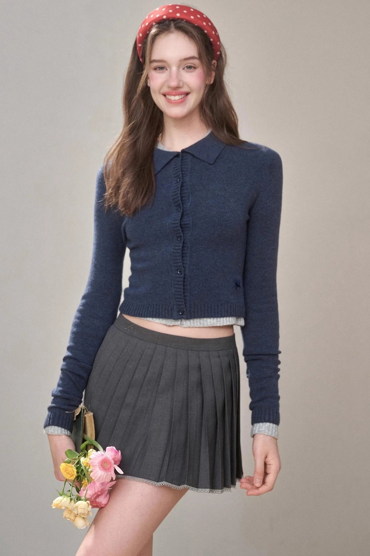 Gray Pleated Skirt