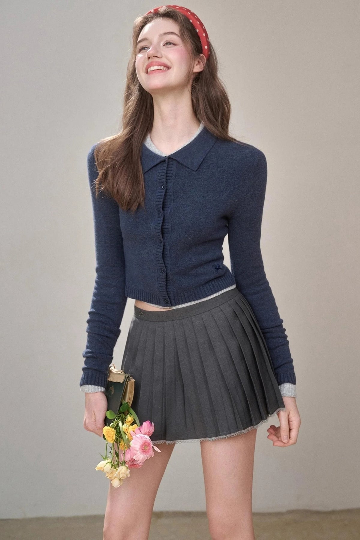 Gray Pleated Skirt