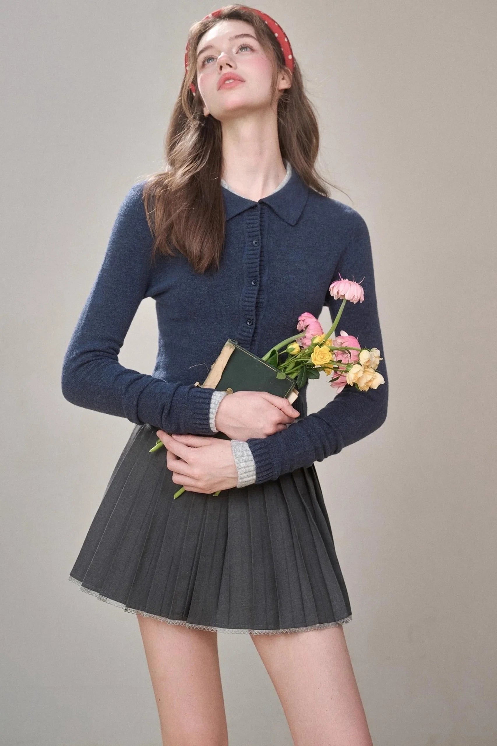 Gray Pleated Skirt