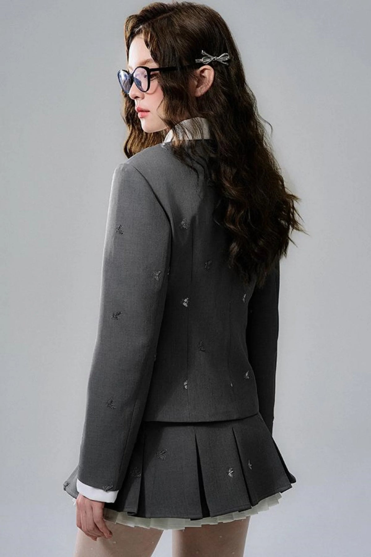 Gray Pleated Skirt Set-Up