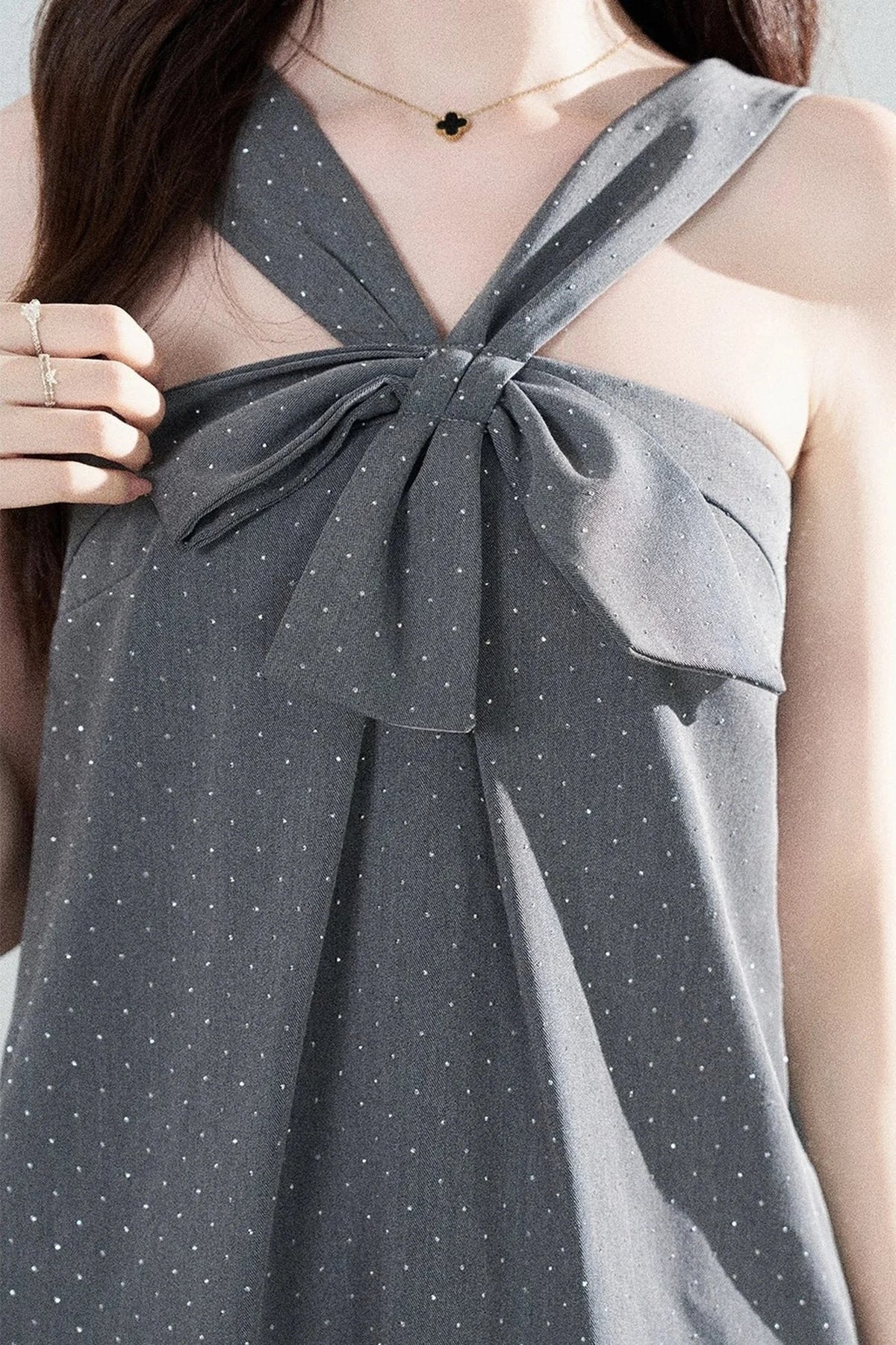 Gray Polka Dot Suspender Dress
