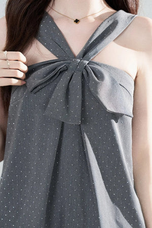 Gray Polka Dot Suspender Dress