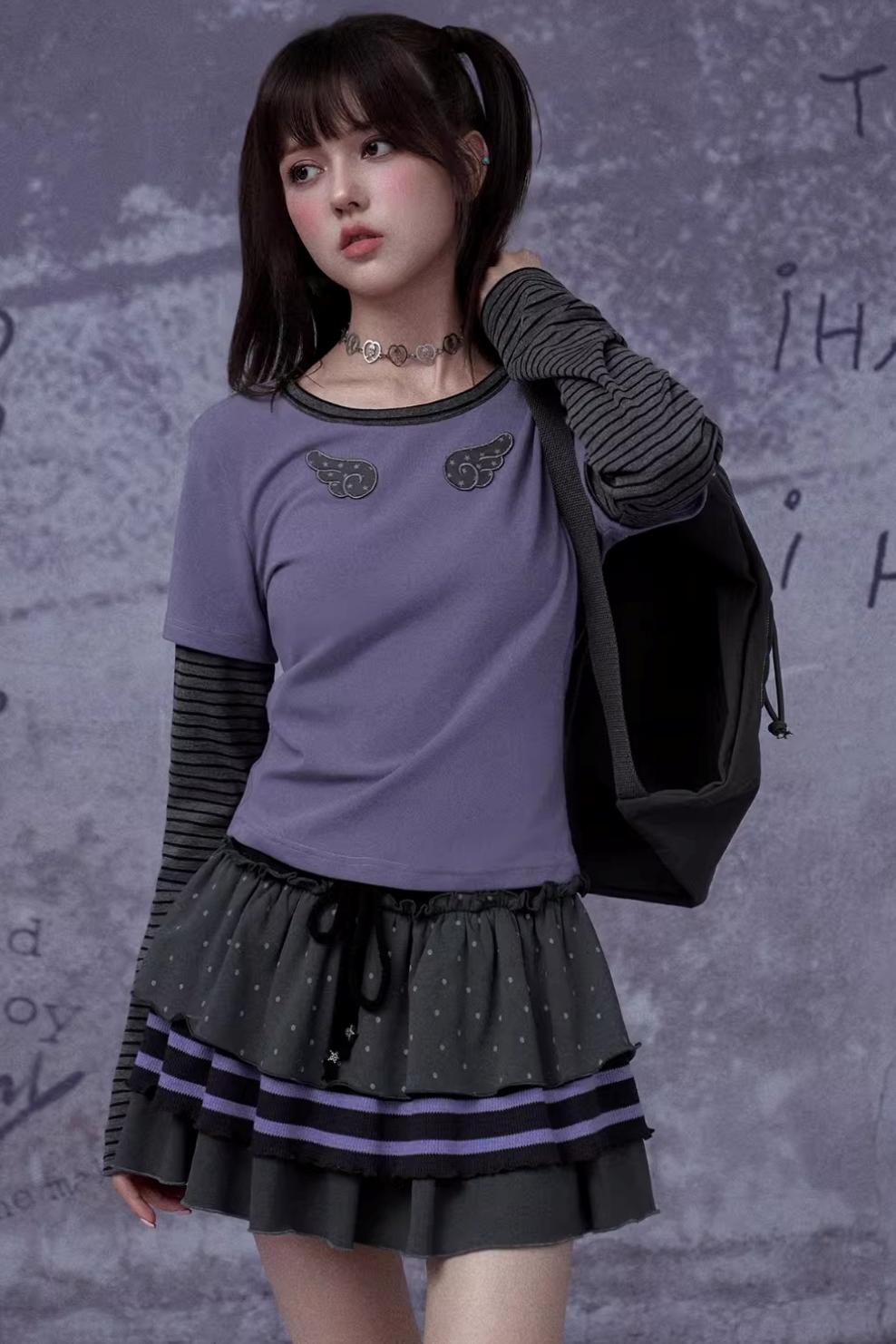 Gray-Purple Cake Skirt