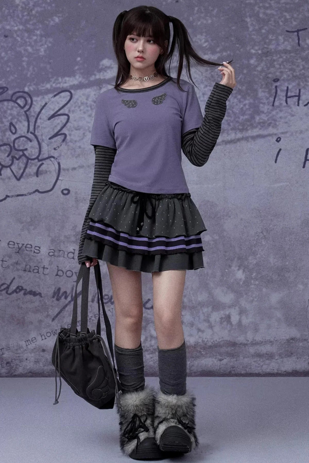 Gray-Purple Cake Skirt