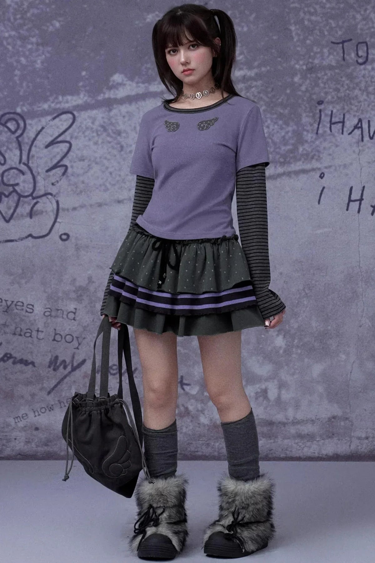 Gray-Purple Cake Skirt
