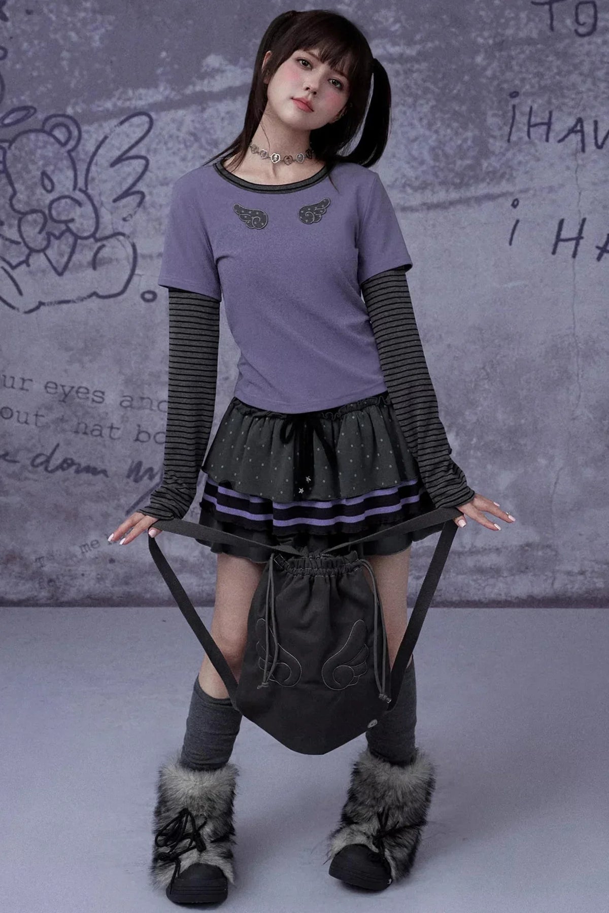 Gray-Purple Cake Skirt