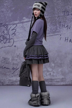Gray-Purple Cake Skirt