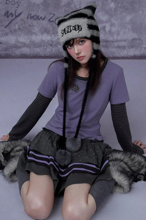 Gray-Purple Cake Skirt