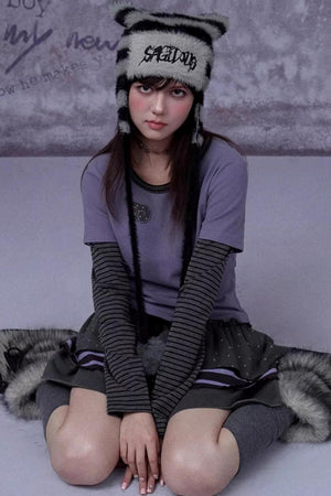 Gray-Purple Cake Skirt