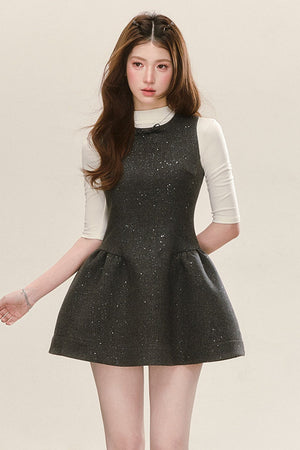 Gray Sleeveless Tank Dress and Blue Shirt Set-Up