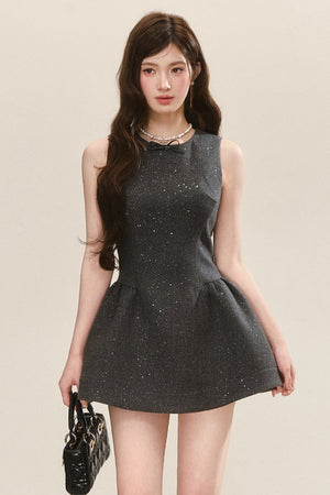 Gray Sleeveless Tank Dress and Blue Shirt Set-Up