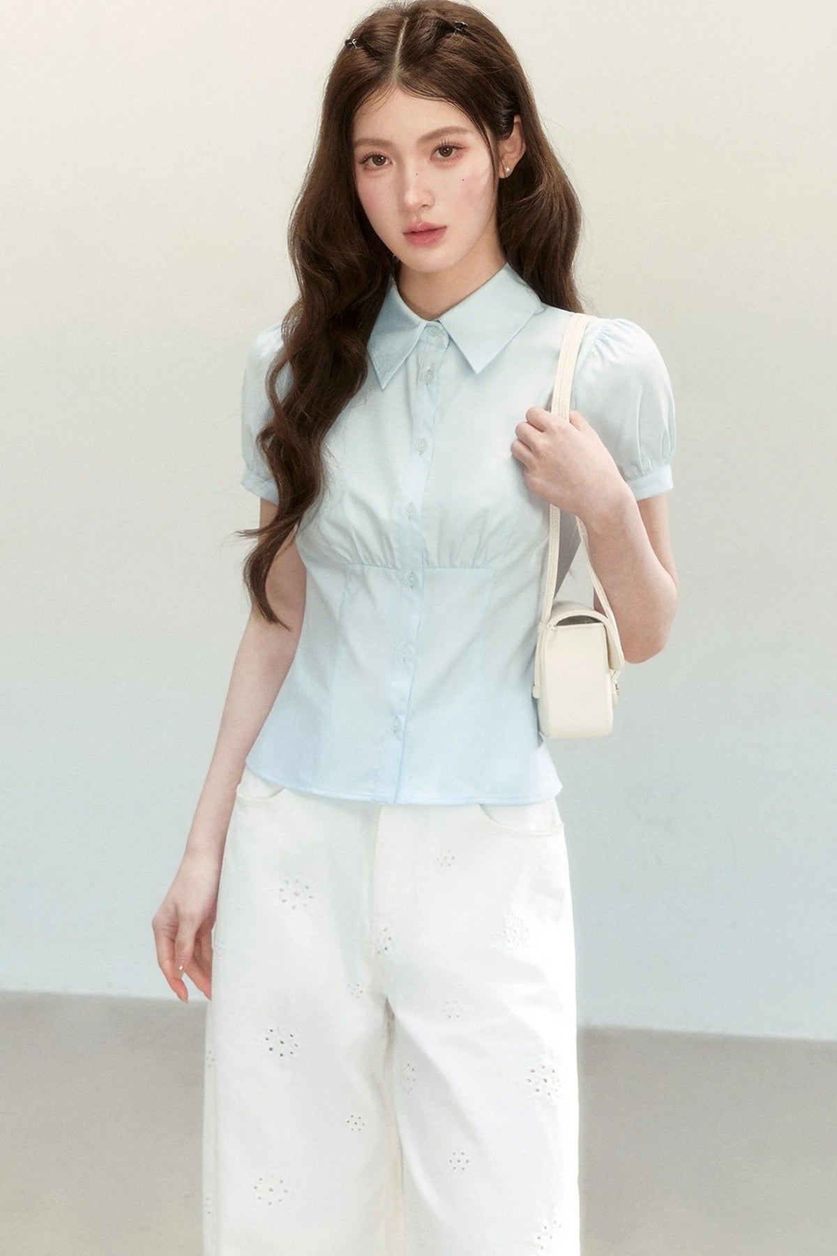 Gray Sleeveless Tank Dress and Blue Shirt Set-Up