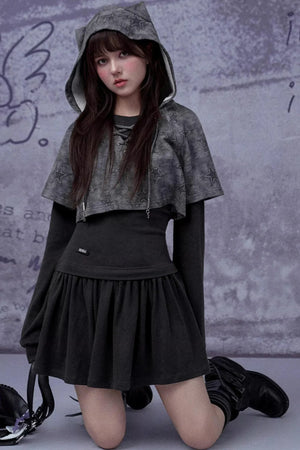 Gray Star Cat Ear Dress Set