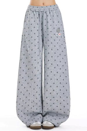 Gray Star Print Sweatpants