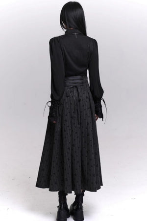 Gray Striped A-Line Skirt